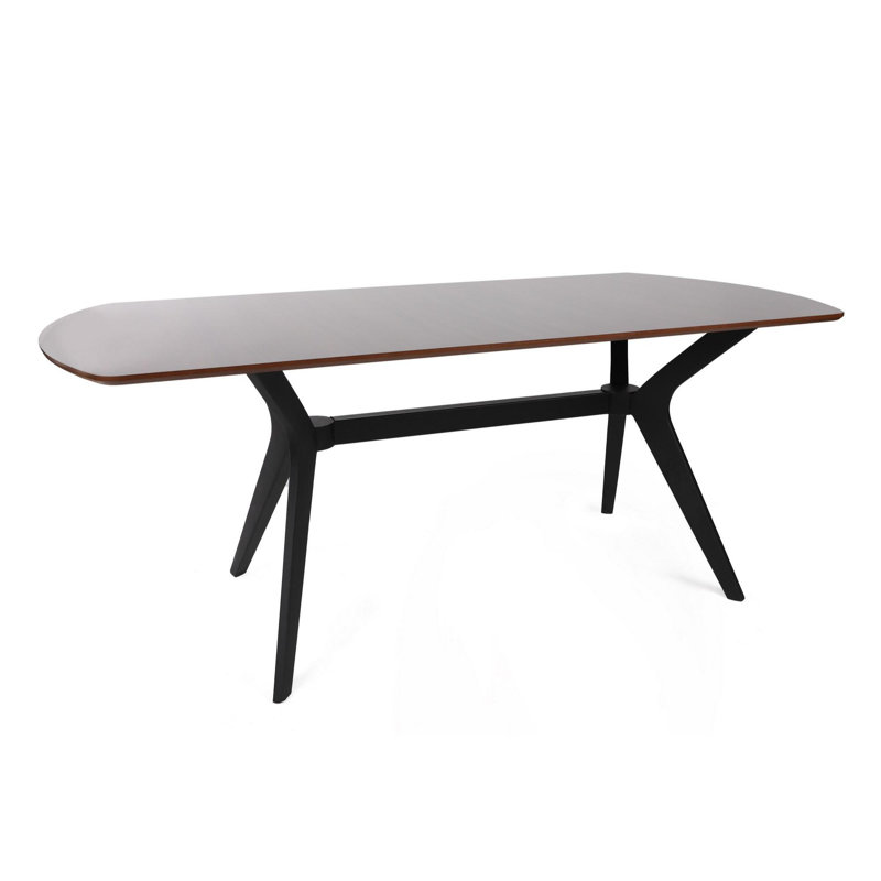 Ferro Beech Dining Table, Brown/Black, 75cm H x 80cm L x 180cm W