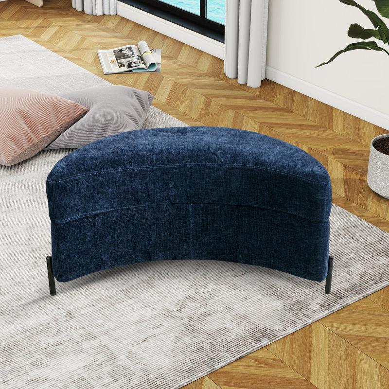 Achorn Upholstered Ottoman, Navy Chenille