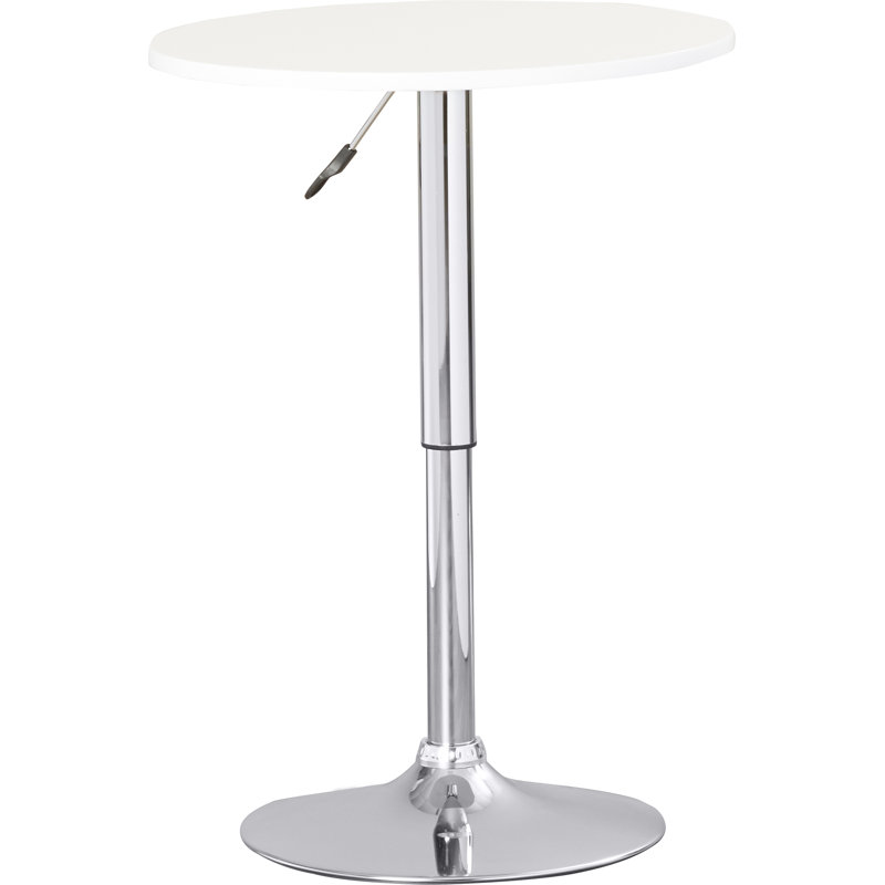 Aminia Height Adjustable (34"-42") Pedestal Pub Table, White