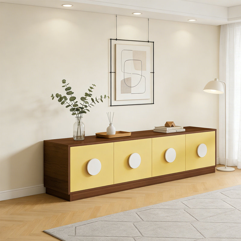 Meuble télé de style moderne et minimaliste, Jaune/brun