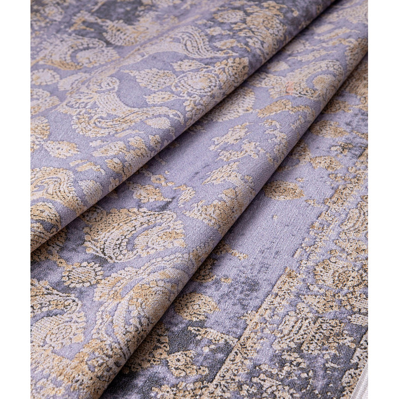 Tapis oriental gris en velours tissé à la machine Edens, Rectangle 6 pi 7 po x 9 pi 6 po