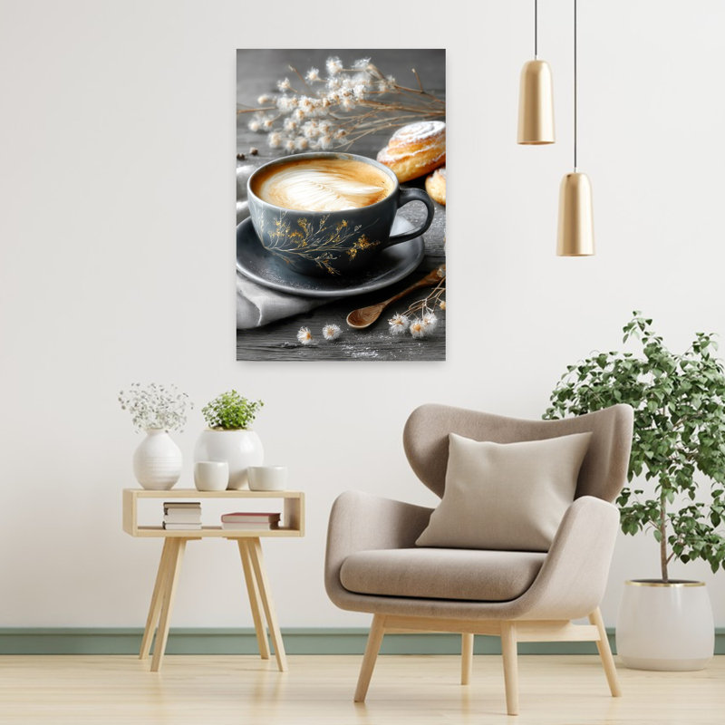 Art mural latte Art contemporain, H 36 po x l 24 po