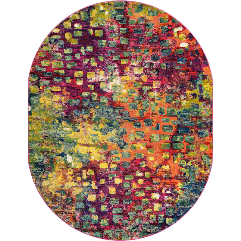 Meadow Abstract Indoor Rug, Oval 7'11"x 10'