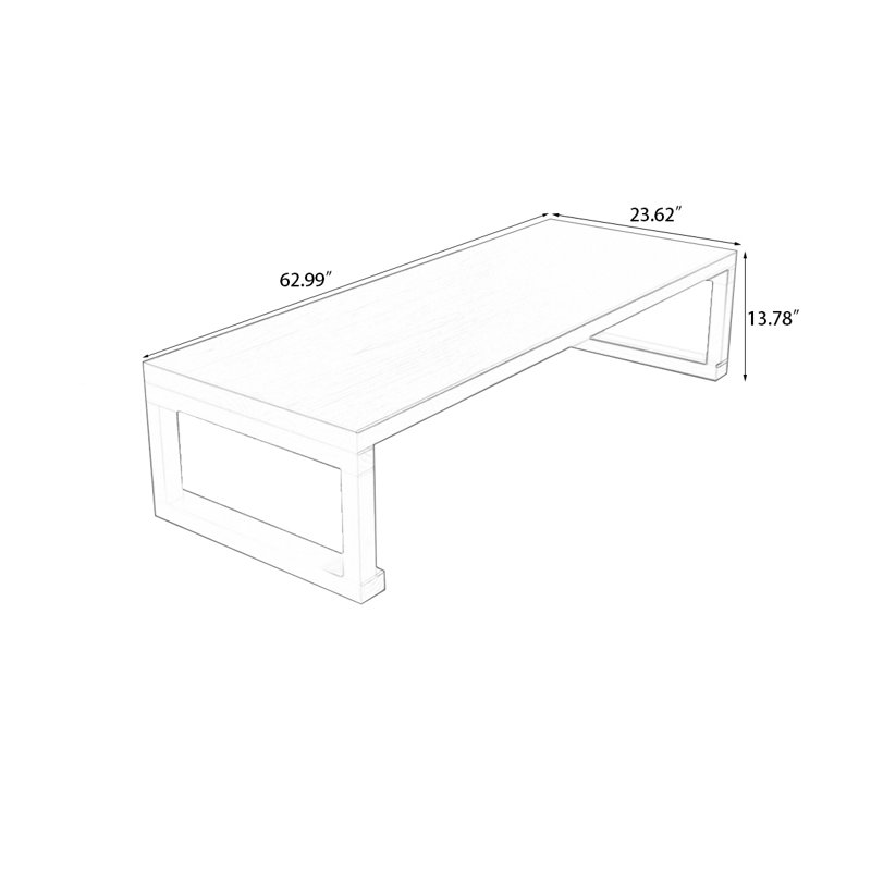 Brown Solid Wood Rectangular Coffee Table, 13.78" H x 62.99" L x 23.62" W