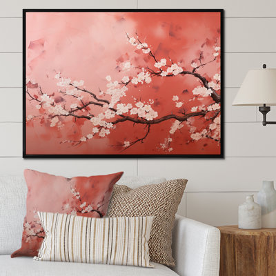 Fleur de cerisier rose et blanc 3 - Art mural cerise