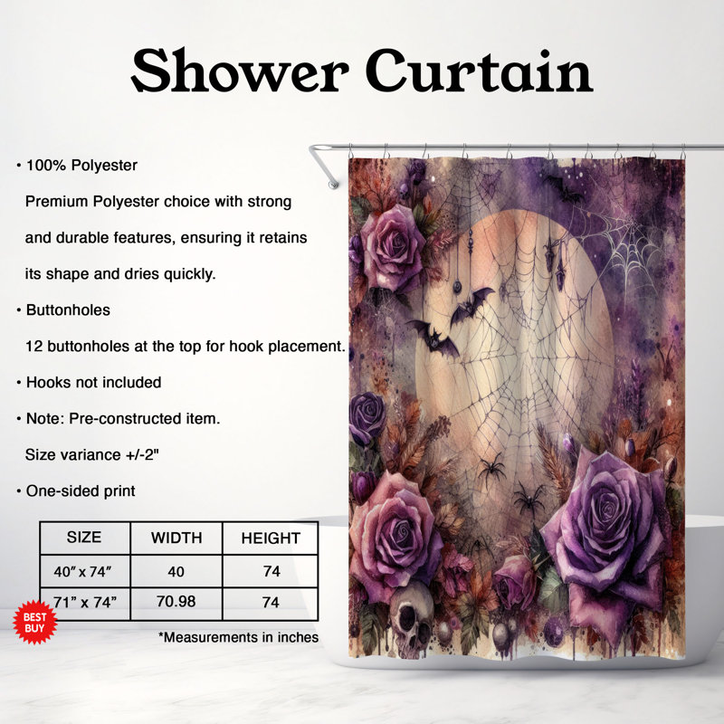 Rideau de douche standard 1 pièce Eerie, H 74 po x l 71 po