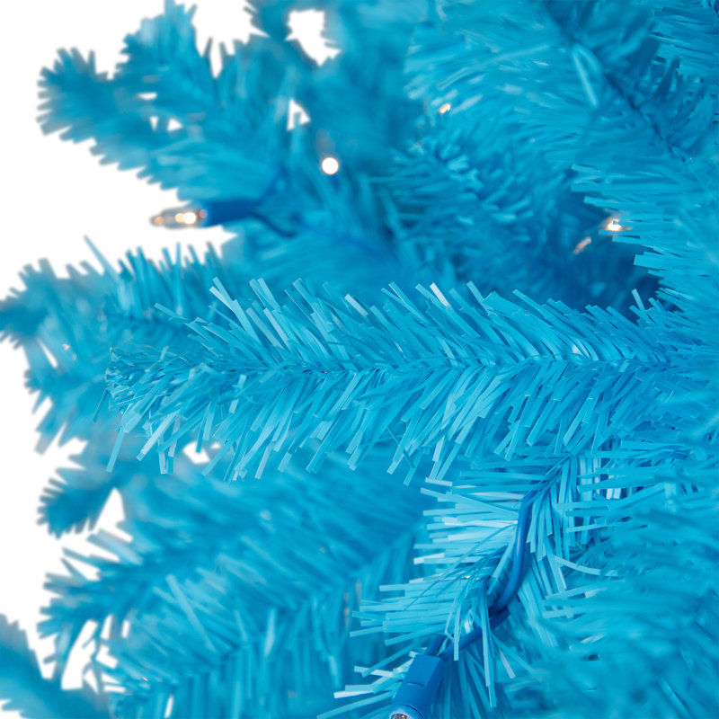 Pre-Lit Medium Pine Artificial Christmas Tree - Sky Blue - Clear Lights, 6'