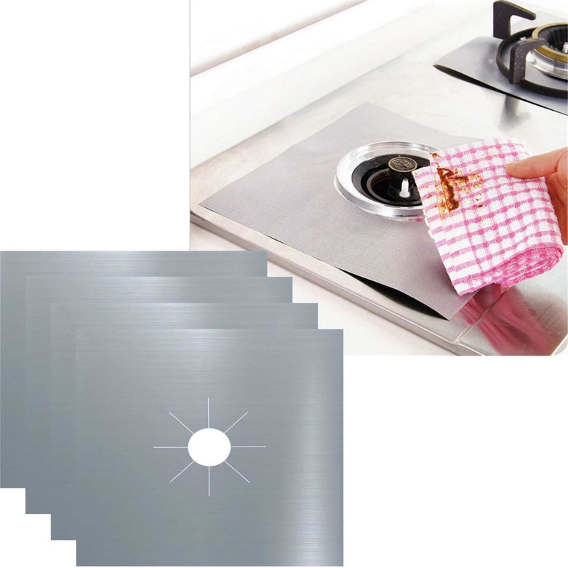 Reusable Gas Hob Liners Black Non Stick Burner Protector Mats, Cuttable Cooker Top Covers For Easy Cleaning & Spill Protection Pack Of 16