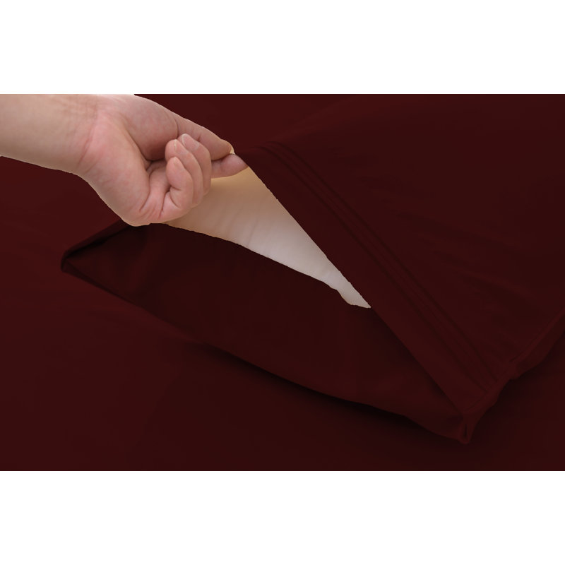  Ensemble de draps 1800 fils en rayonne de bambou, Double, Bourgogne