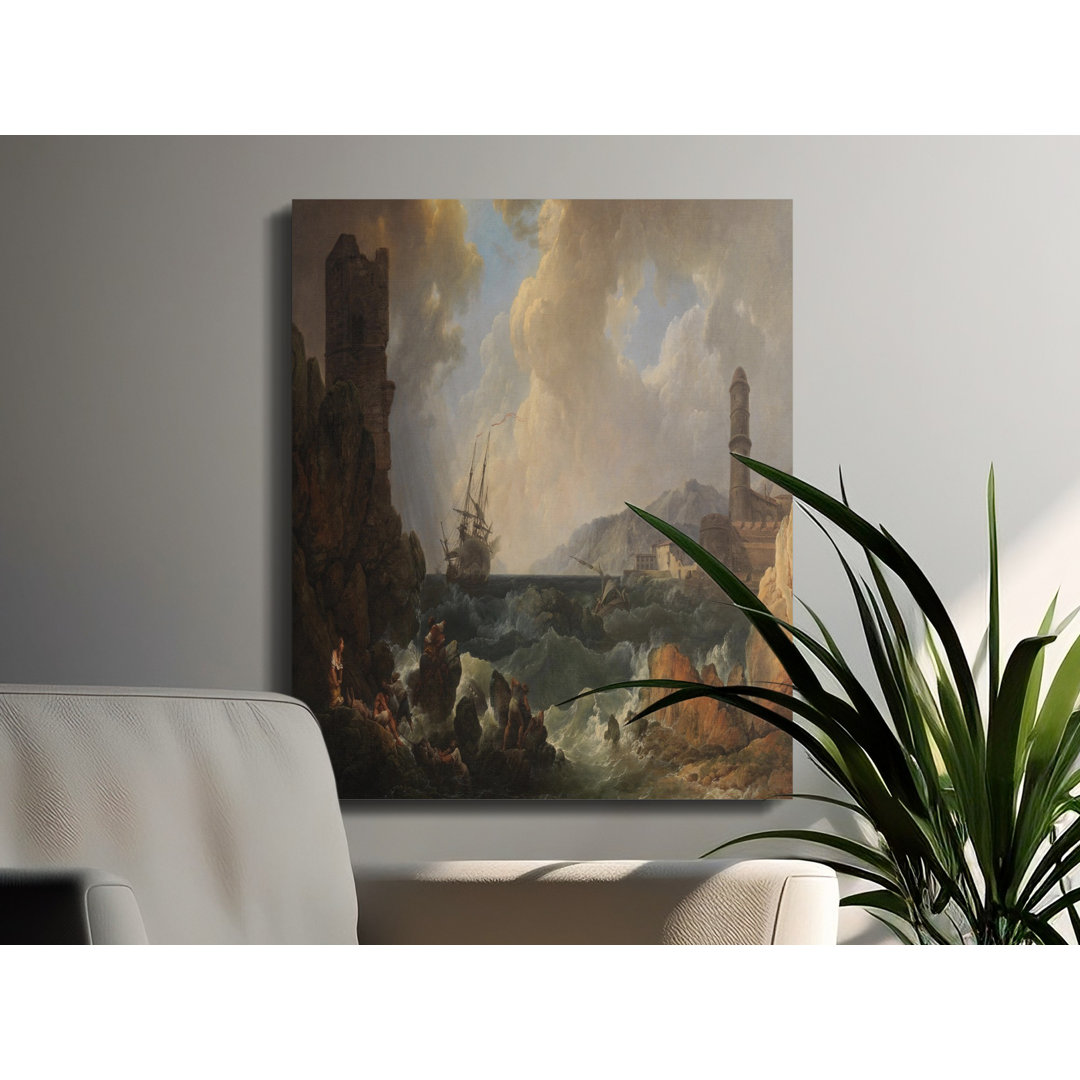 Shipwreck Canvas Wall Art, Coastal Storm Painting, Gallery Wrapped Canvas Print, Ready to Hang, Archival Quality, Seascape Art, Statement