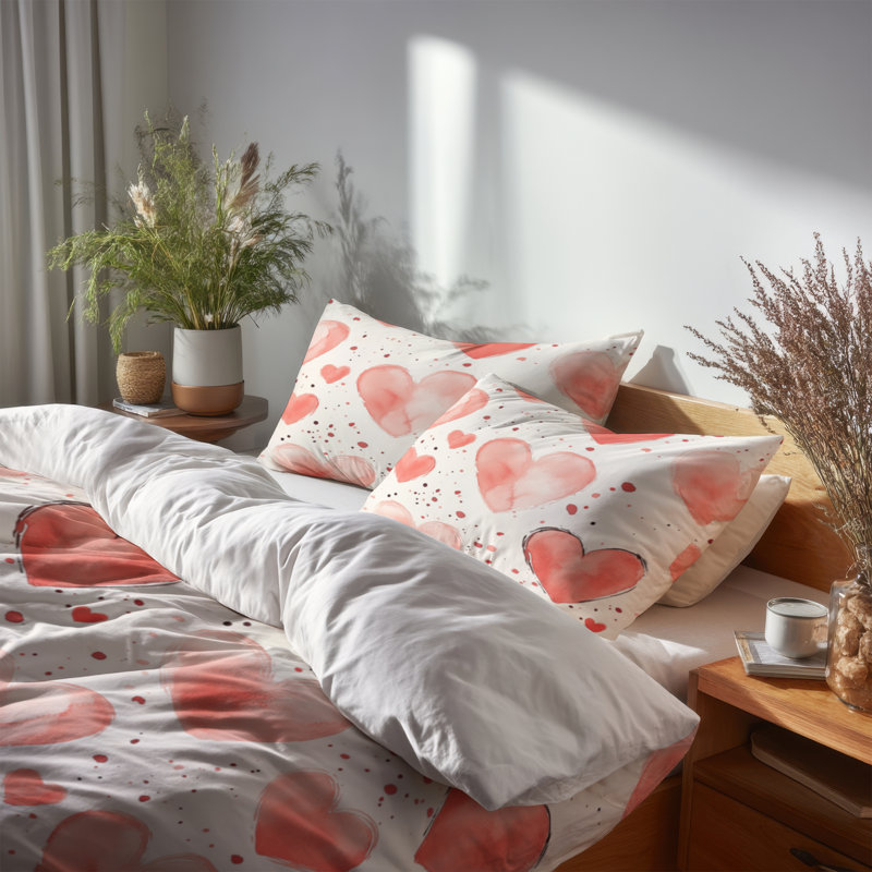 Ensemble de literie 3 pièces Teens Love - Ensemble de housse de couette et de coussins simples