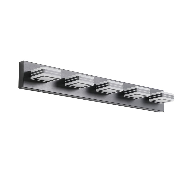 Éclairage de meuble-lavabo moderne à DEL, H 4,7 po x l 33,5 po x P 4,3 po, Noir, 5 lumières