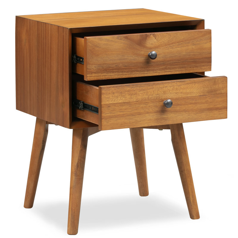 Dorsey Nightstand with Solid Wood Base, Light Brown