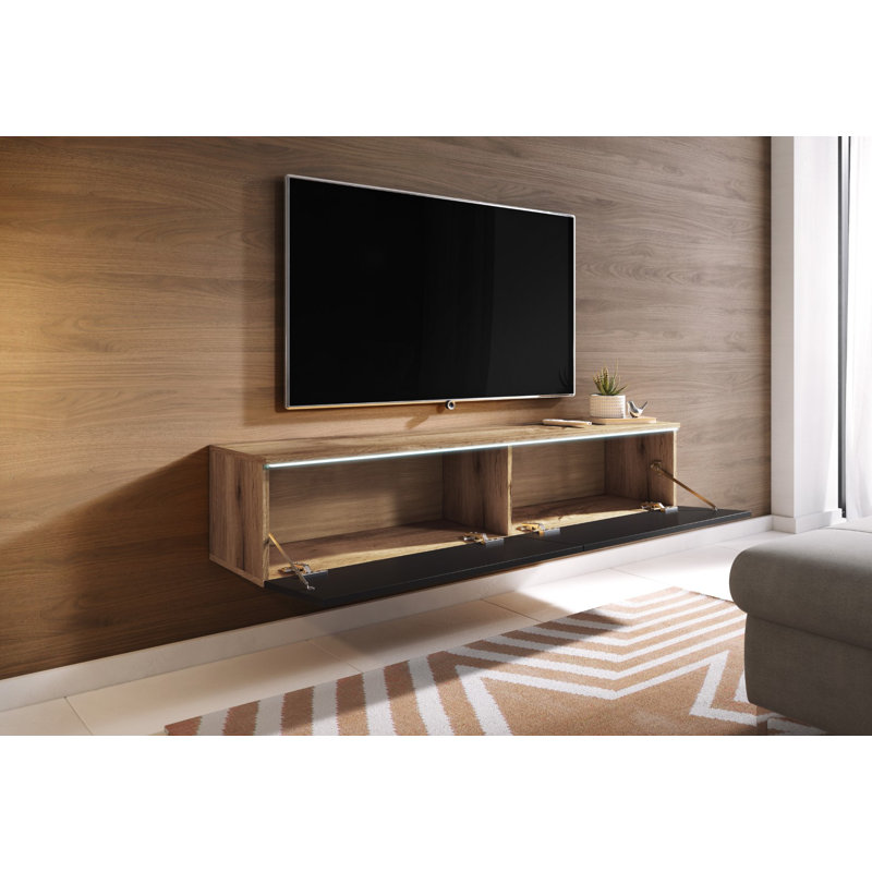 Couey Unfinished Floating TV Stand for TVs up to 65", Wotan/Black