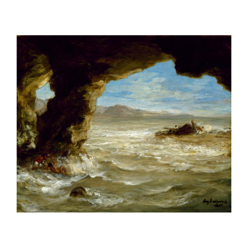 Naufrage sur la côte par Eugène Delacroix - Estampe numérique, H 22 po x l 28 po