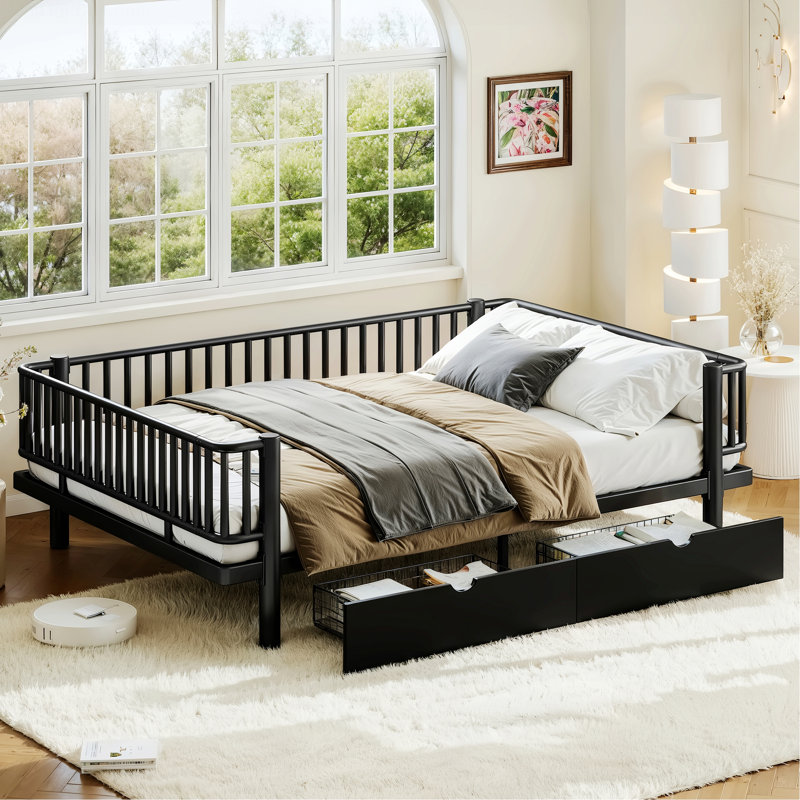 Cadre de lit, lit plateforme avec tiroirs de rangement, Grand lit