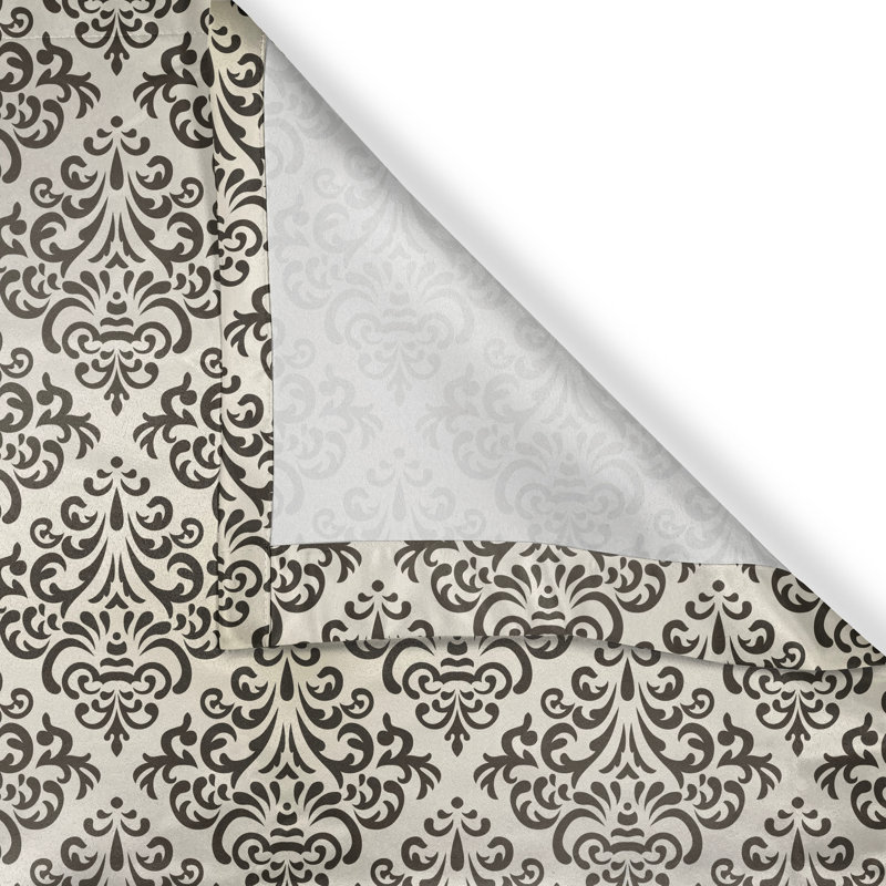 Dakota Fields Damask Grommet Curtain Decorative 2-Panel Window Drapes, 50" W x 108" L, Brown/Beige