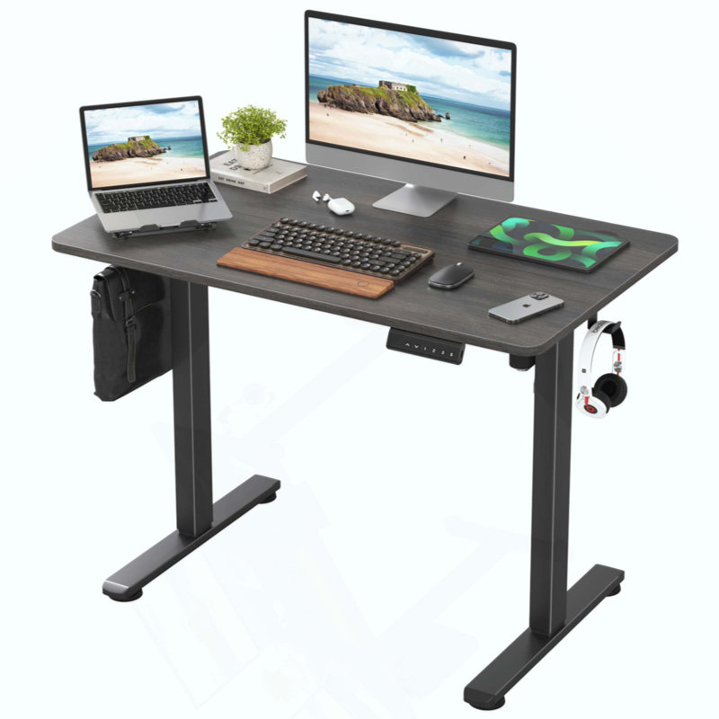 Bureau de travail électrique à hauteur réglable, H 45 po x l 40,55 po x P 24 po, Brun / brun