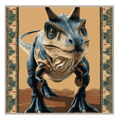 Machine Washable Dinosaurs Brown Area Rug