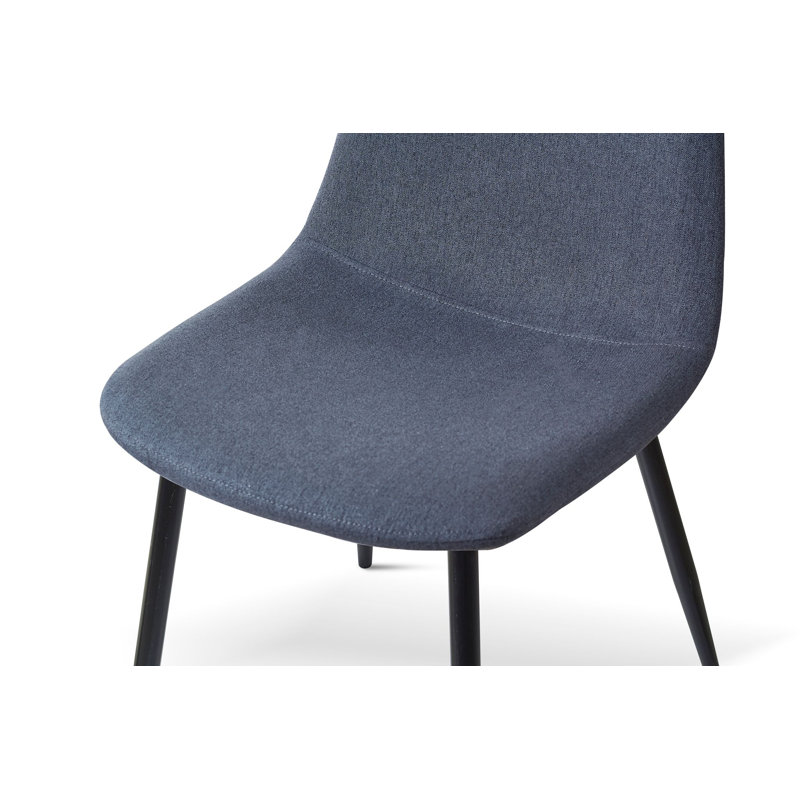 4 Gaviota Fabric Velvet Upholstered Dining Chair, Cotton Light Grey, Black
