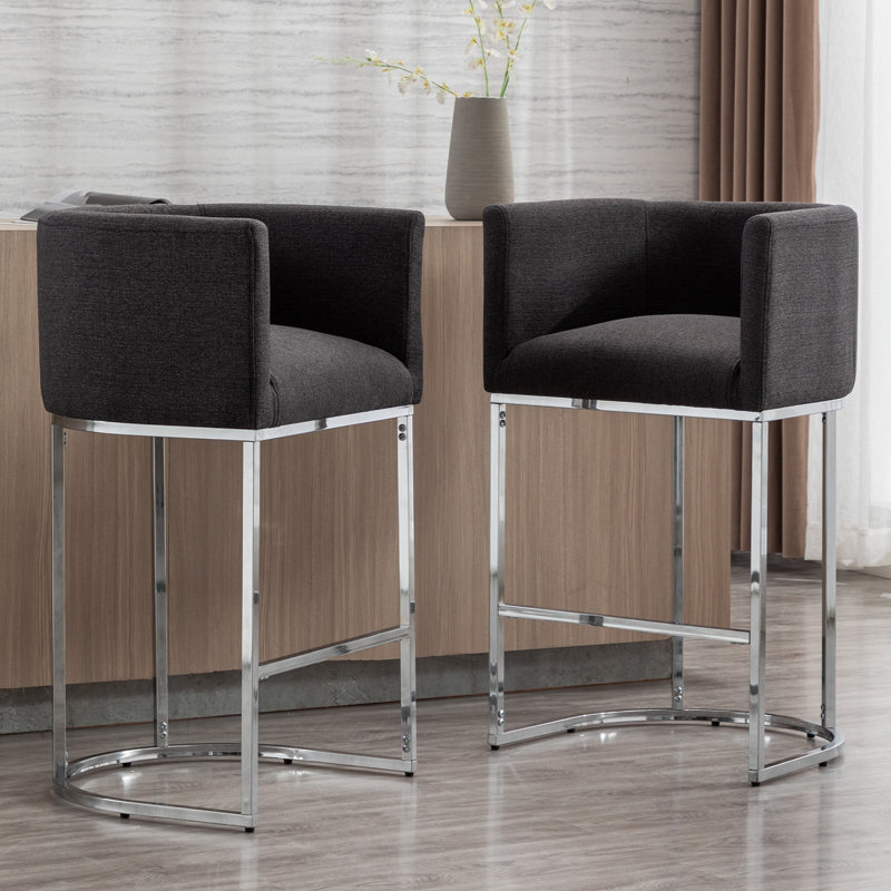 Shalon Modern Bar Stools Upholstered Fabric Counter Height Barstools Kitchen Counter Island Stools