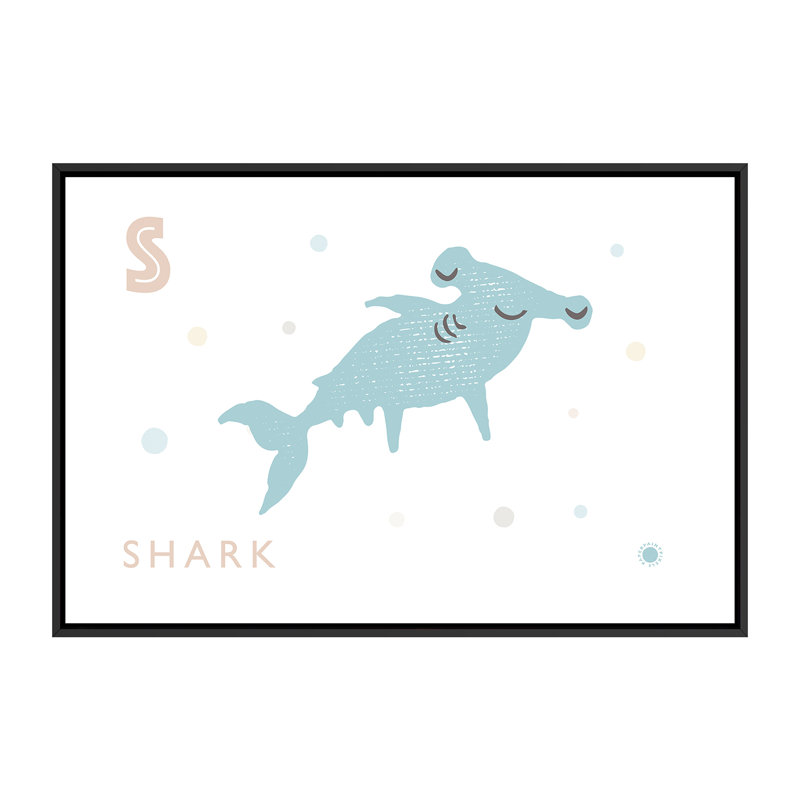 " Shark ", No Mat, 40" H x 60" W x 1.5" D, Black Framed Canvas