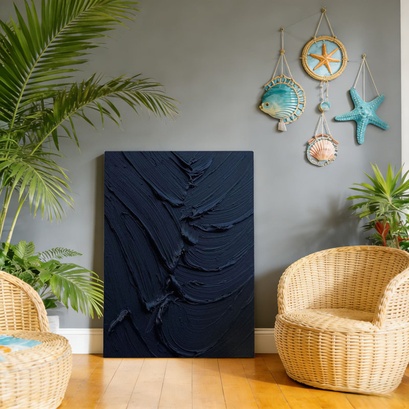 «Black Minimalist», art mural à cadre en bois à l'arrière, 30 L x 20 l