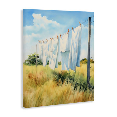 Clothing Line in Windy Meadow Canvas, design by Creative Studio