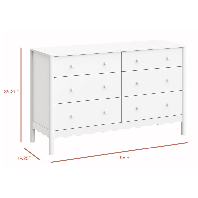 Swell 6-Drawer Assembled Dresser, White