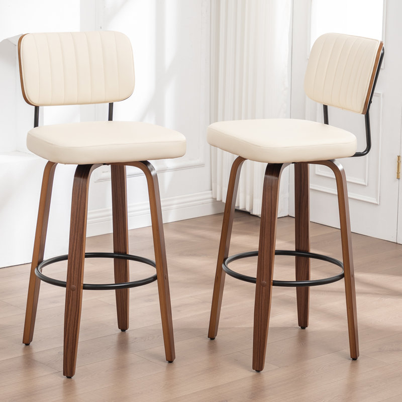 Tabouret de bar et de comptoir pivotant, Beige, Tabouret de comptoir (siège d'une hauteur de 26,3
