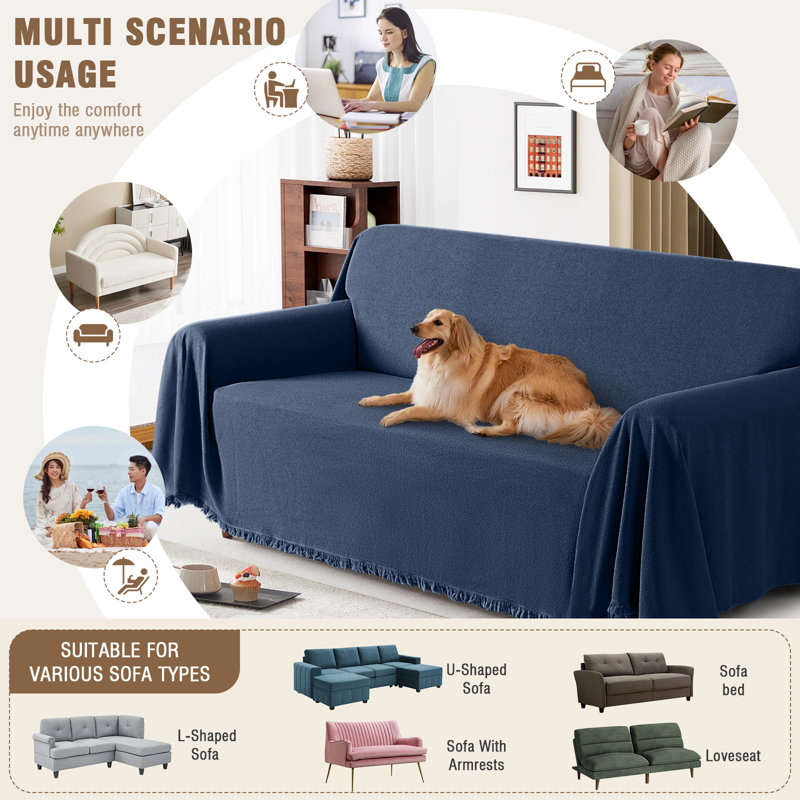 Wald Cat-Scratch Resistant Couch Cover, Durable Sofa Cover for 3 Cushion Couch Washable, Pet Friendly Couch Protectors Anti Slip  Love Seat Slipcovers for Dogs Pets