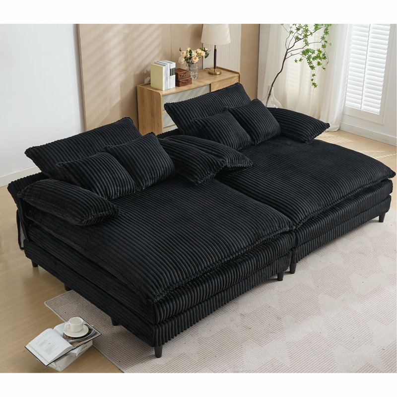 Méridienne double avec 4 coussins pour l'intérieur, Noir