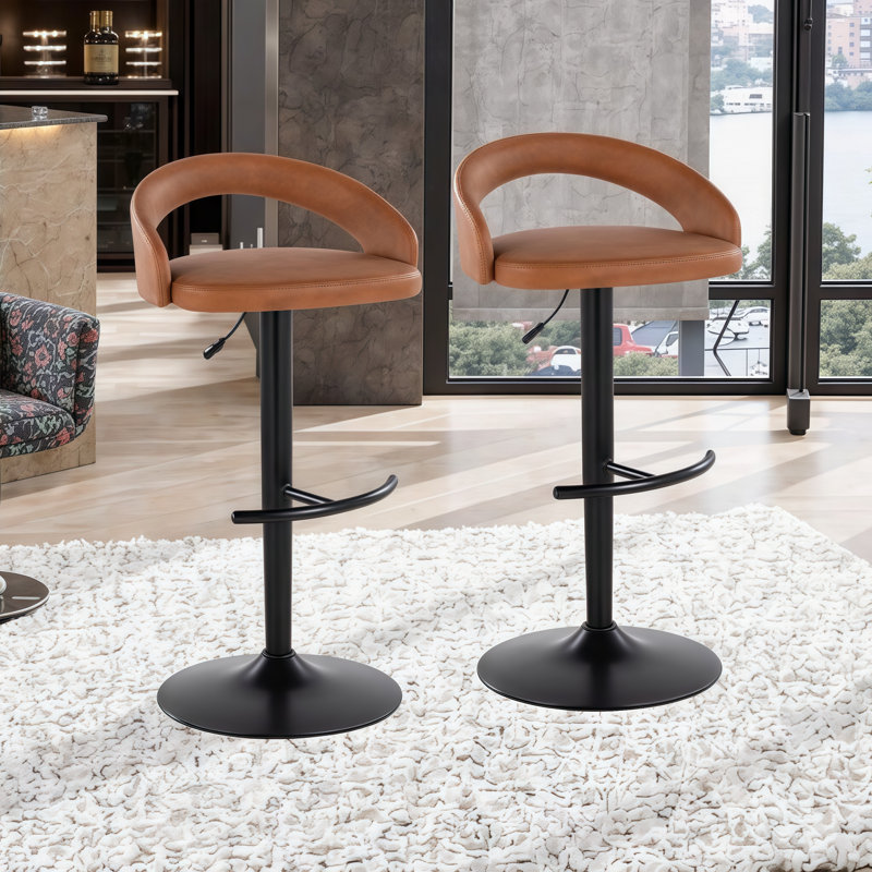 Tabourets de bar pivotants réglables avec repose-pieds - Ensemble de 2/3 pour les espaces modernes, Noir, 2, Brun