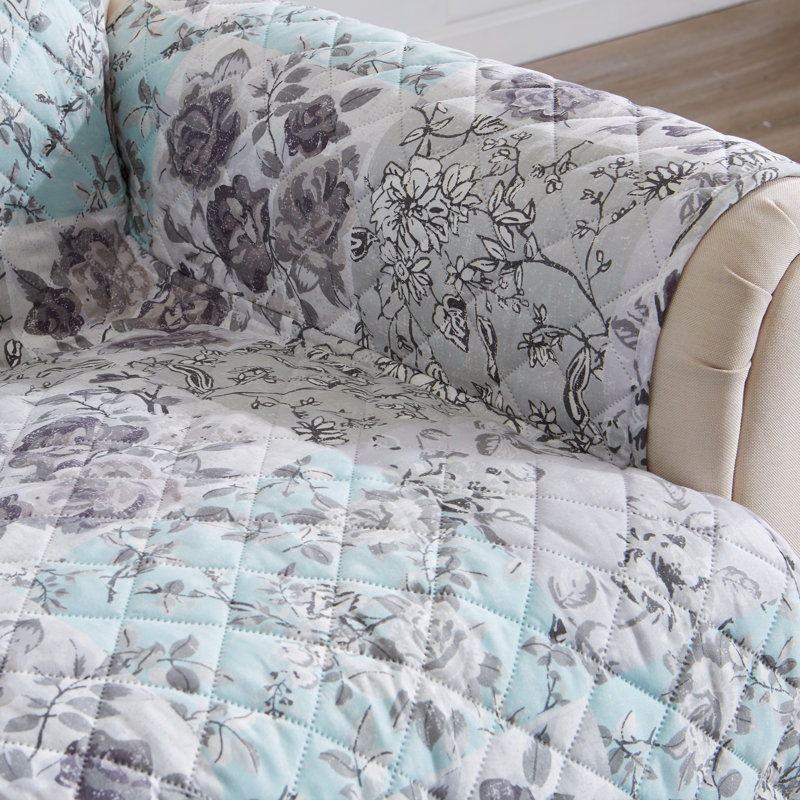 Maribel Loveseat Cover, Gris / turquoise