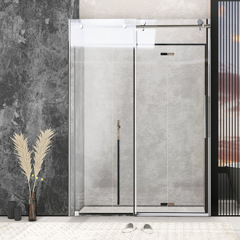 58-60 "x H 74" porte de douche coulissante simple sans cadre 5/16 "trempé