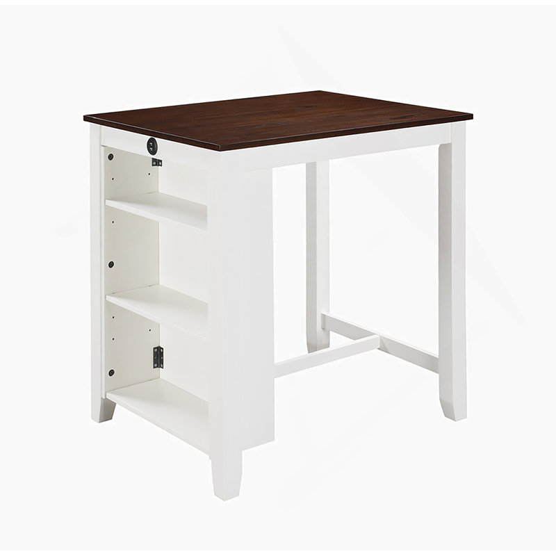 Ensemble de salle à manger à hauteur de comptoir 36 pouces avec tablettes et deux chaises ergonomiques pour petits espaces