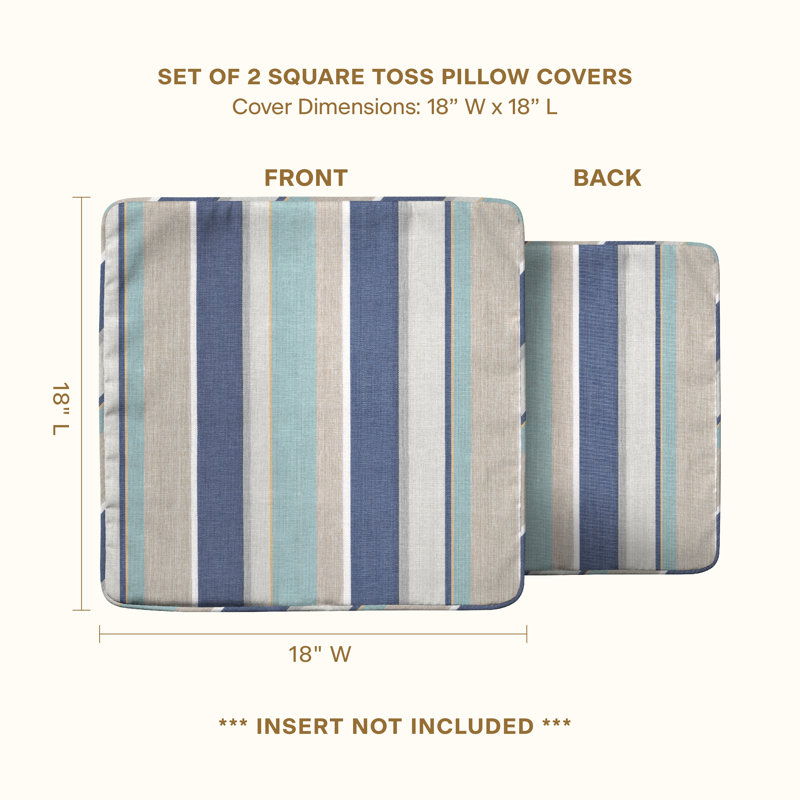 Square Toss Pillow Striped Throw Pillow, Blue/Gray/Aqua