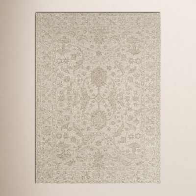 Cece Beige Hand-Tufted Wool Floral Rug