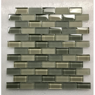 Free Flow 1 in. x 2 in. Glass Straight Edge Brick Mosaic Wall & Pool Tile