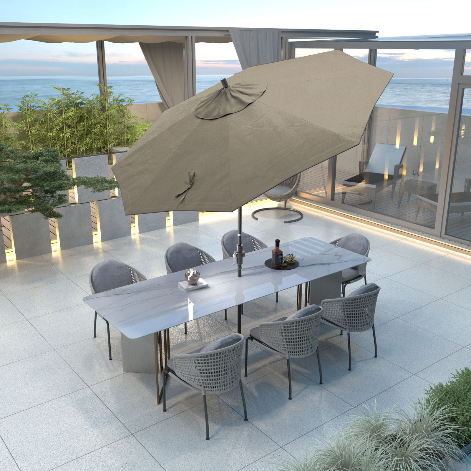 108'' Sunbrella® Outdoor Umbrella, Taupe
