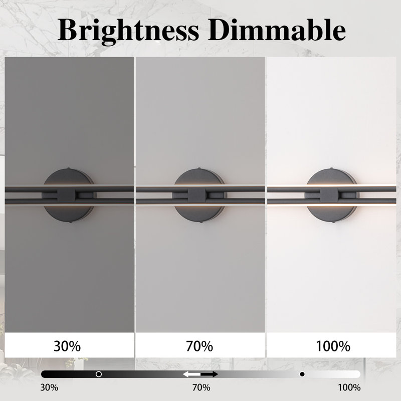 2 - Light Dimmable LED Vanity Light, 3000K, Matte Black