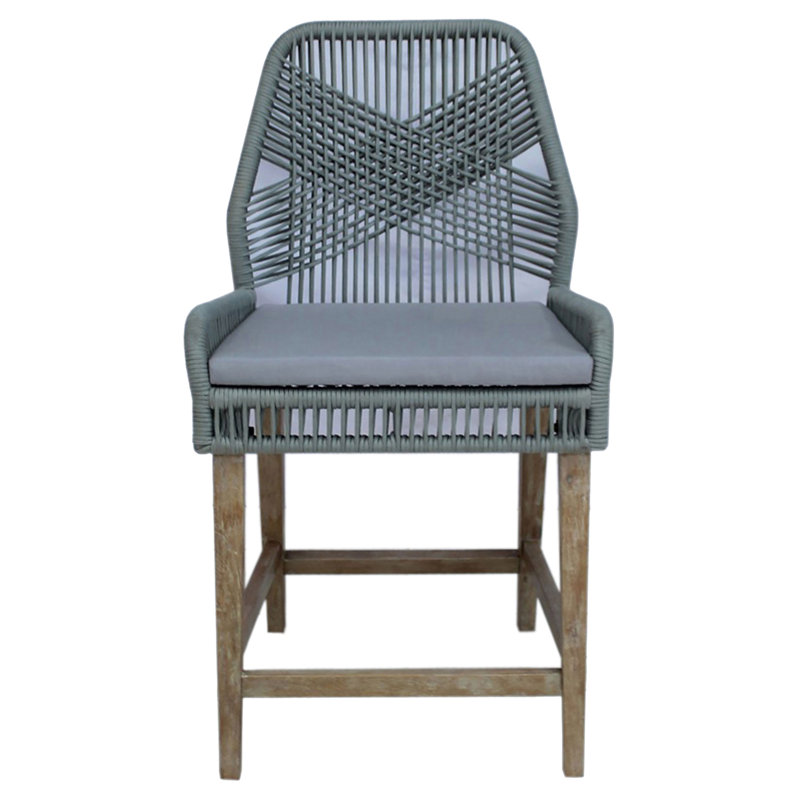Nakia Woven Rope Back Counter Height Stools, Set of 2, Brown, Grey