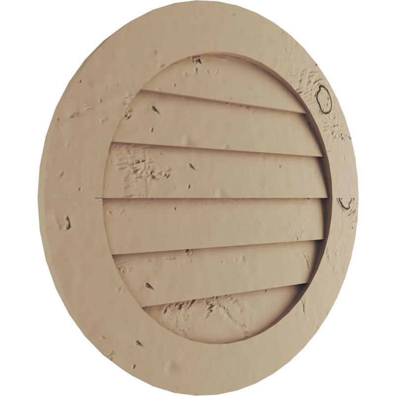 Timberthane Round Faux Wood Non-Functional Gable Vent, Primed Tan, 1" H x 12" W x 12" L, Knotty Pine