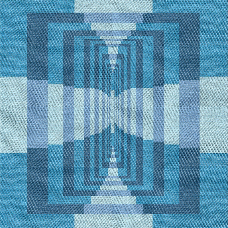 Tapis bleu ciel à motifs, Carré 4 pi