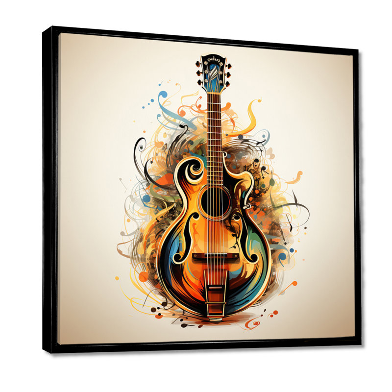 Otelia - musique, art mural, salon, Toile avec cadre flottant noir, H 36 po x l 36 po x P 1,5 po