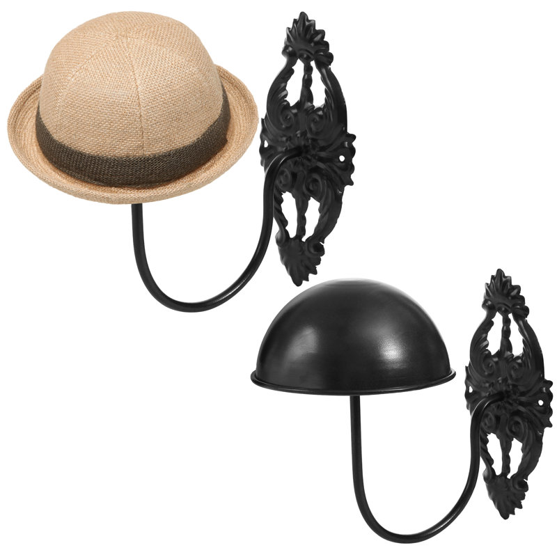 Ensemble de 2 porte-chapeaux muraux en métal noir pour chapeaux de cowboy, casquettes de baseball, perruques et casques
