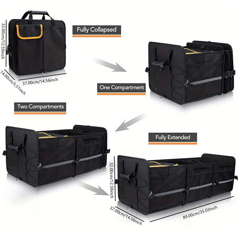 Collapsible Trunk Organizer Box with Cooler Bag