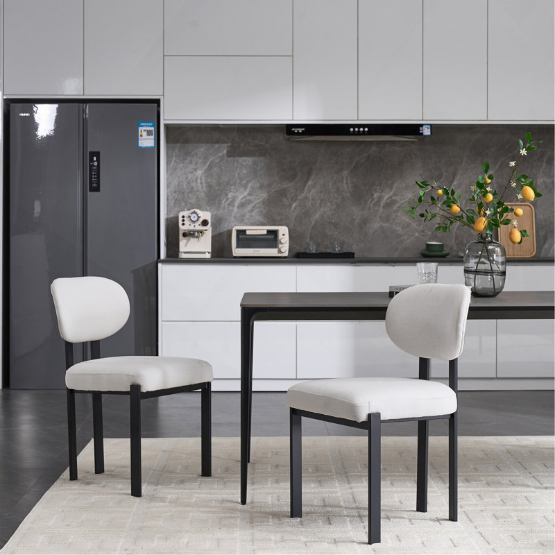 Ensemble de 2 chaises de salle à manger modernes rembourrées Boucle, Beige