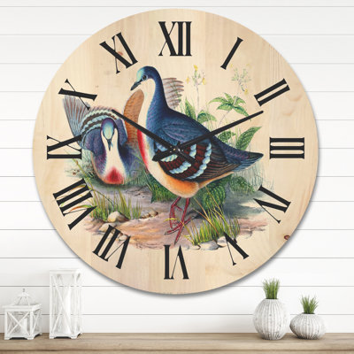 Horloge murale en bois Birds in the Wild IV