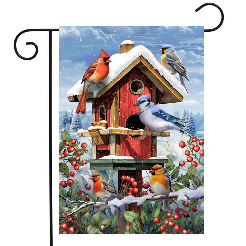 Drapeau du jardin d'hiver, Oiseaux rouges/bleus/blancs 2